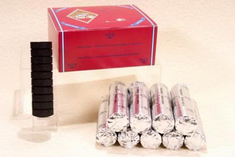 CARBONES Y COMPLEMENTOS | CARBON CAJA ROJA 50 MINUTOS DE COMBUSTI�N APROXIMADAMENTE (10 PAQUETES DE 10 PIEZAS)