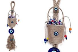 Promociones | CHARM MACETERO MACRAMAME CON OJO TURCO 48 X 9 CM.
