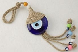 OJO TURCO | CHARM MACRAMAME CON OJO TURCO DE CRISTAL 7 X 33 CM