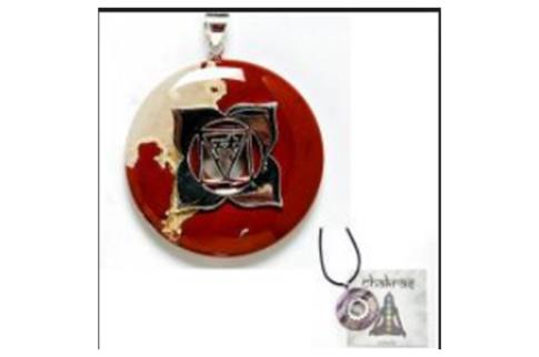 JOYERIA | COLGANTE ACERO 1 CHAKRA MULADHARA, RAIZ + DONUT JASPE ROJO