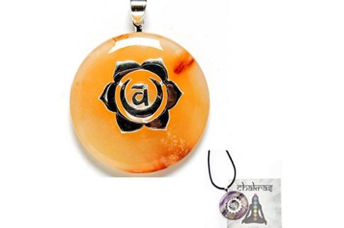 JOYERIA | COLGANTE ACERO 2 CHAKRA SVADISTHANA SEXUAL+DONUT CARNEOLA O AVENTURINA ROJA