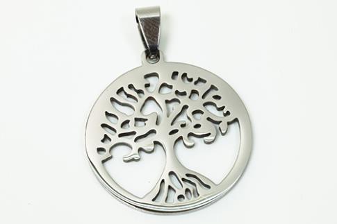 AMULETOS Y TALISMANES | COLGANTE ACERO ARBOL DE LA VIDA EN CIRCULO 3 X 3,8 CM