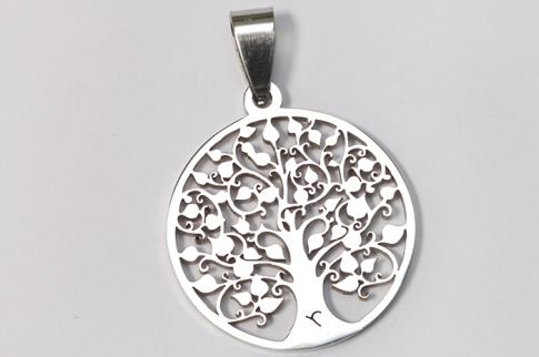 AMULETOS Y TALISMANES | COLGANTE ACERO ARBOL DE LA VIDA EN MARCO CIRCULAR