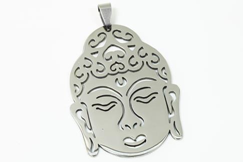 AMULETOS Y TALISMANES | COLGANTE ACERO CABEZA DE BUDA 4 X 5 CM