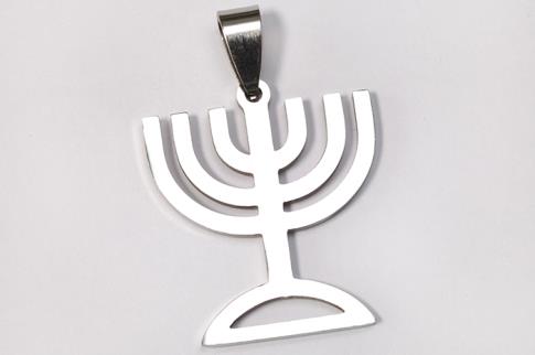 AMULETOS Y TALISMANES | COLGANTE ACERO CANDELABRO/MENORAH 7 BRAZOS