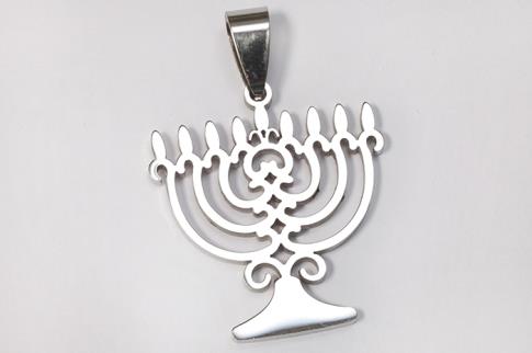 AMULETOS Y TALISMANES | COLGANTE ACERO CANDELABRO/MENORAH 9 BRAZOS