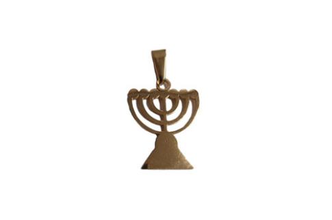 COMODIN | COLGANTE ACERO DORADO MENORACH 2 x 2.5 cm.