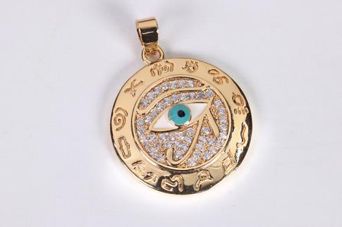 COLGANTES | COLGANTE ACERO DORADO OJO DE HORUS CON BRILLANTITOS