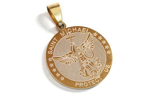 AMULETOS Y TALISMANES | COLGANTE ACERO DORADO SELLO ARCANGEL SAN MIGUEL PROTEGENOS