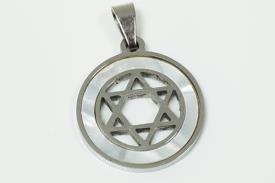 AMULETOS Y TALISMANES | COLGANTE ACERO ESTRELLA DE DAVID C/NACAR 2 X 2,8 CM
