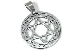 Promociones | COLGANTE ACERO ESTRELLA DE DAVID EN CIRCULO DECORADO 2 X 2,5 CM