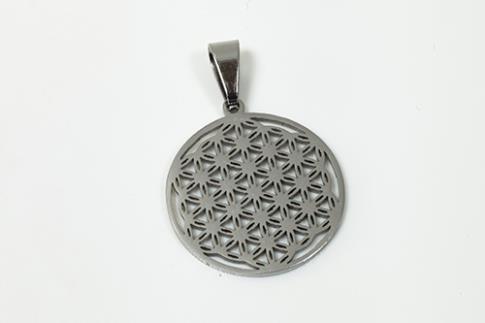 AMULETOS Y TALISMANES | COLGANTE ACERO FLOR DE LA VIDA 2 X 3 CM