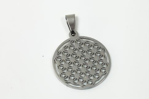 AMULETOS Y TALISMANES | COLGANTE ACERO FLOR DE LA VIDA 2 X 3 CM