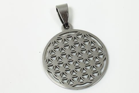 AMULETOS Y TALISMANES | COLGANTE ACERO FLOR DE LA VIDA 2,5 X 3 CM