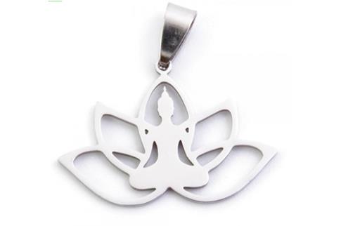 COMODIN | COLGANTE ACERO FLOR DE LOTO 23 x 32 mm