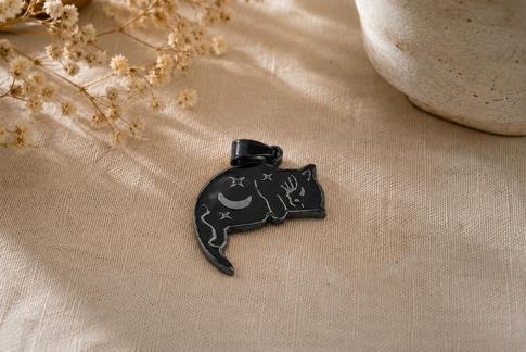 COLGANTES | COLGANTE ACERO GATITO COLOR NEGRO 2,2 X 2,1 CM.