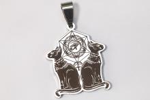 COLGANTE ACERO GATOS NEGROS CON OJO DE HORUS Y ANKH