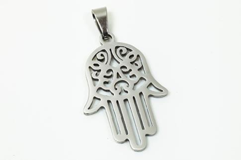 AMULETOS Y TALISMANES | COLGANTE ACERO MANO DE FATIMA 2 X 3,5 CM