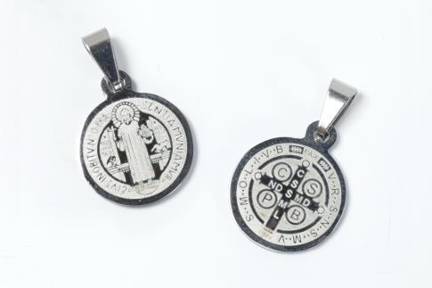 COLGANTES | COLGANTE ACERO MEDALLA SAN BENITO 1,5 CM.