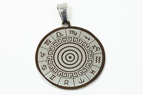 AMULETOS Y TALISMANES | COLGANTE ACERO MEDALLA ZODIACAL 3 X 4 CM
