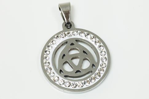 AMULETOS Y TALISMANES | COLGANTE ACERO NUDO DE BRUJAS C/BRILLANTITOS 2 X 2,3 CM
