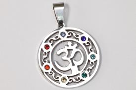 Novedades | COLGANTE ACERO OM 7 CHAKRAS EN MARCO CIRCULAR
