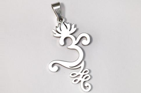 COLGANTES | COLGANTE ACERO OM CON FLOR DE LOTO Y TALLO FLORAL DE INFINITOS 3,5 X 2 CM