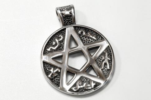 AMULETOS Y TALISMANES | COLGANTE ACERO PENTACULO CON INSCRIPCIONES ARABES