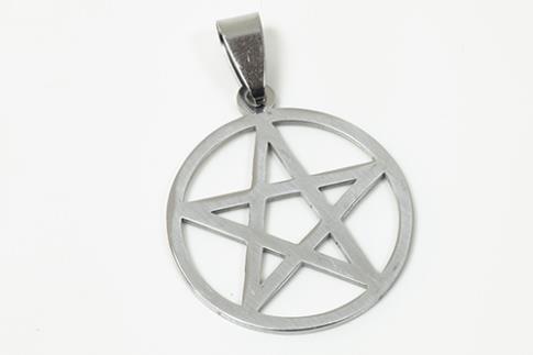 AMULETOS Y TALISMANES | COLGANTE ACERO PENTAGRAMA DOBLE CARA PULIDO 2,5 X 3,5 CM