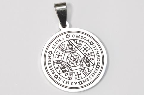 COLGANTES | COLGANTE ACERO SELLO ESTRELLA DE DAVID CON SIMBOLOGIA MAGICA, 2,5 cms �