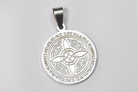 COLGANTES | COLGANTE ACERO SELLO NUDO DE BRUJAS CON LETRAS RUNICAS, 2,5 cms �