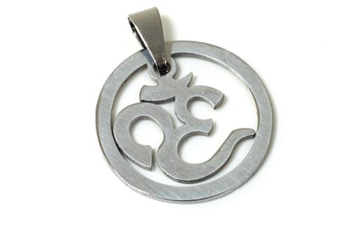 AMULETOS Y TALISMANES | COLGANTE ACERO SIMBOLO OM PULIDO A DOBLE CARA 2 X 2,5 CM