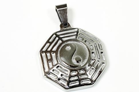 AMULETOS Y TALISMANES | COLGANTE ACERO SIMBOLO PAKUA GRUESO 2,5 X 3,5 X 0,2 CM