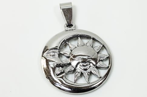 AMULETOS Y TALISMANES | COLGANTE ACERO SOL Y LUNA GRUESO 2,5 X 3,5 X 0.2 CM