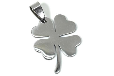 AMULETOS Y TALISMANES | COLGANTE ACERO TREBOL DOBLE CARA PULIDO 2 X 3,5 CM