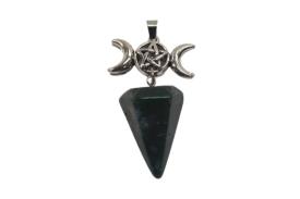 Novedades | COLGANTE ACERO TRIPLE LUNA CON PENDULO DE OBSIDIANA