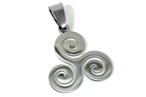 AMULETOS Y TALISMANES | COLGANTE ACERO TRIQUETA DOBLE CARA PULIDO 2 X 3 CM