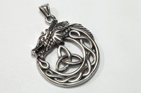 AMULETOS Y TALISMANES | COLGANTE ACERO UOBOROS CON TRIQUETA