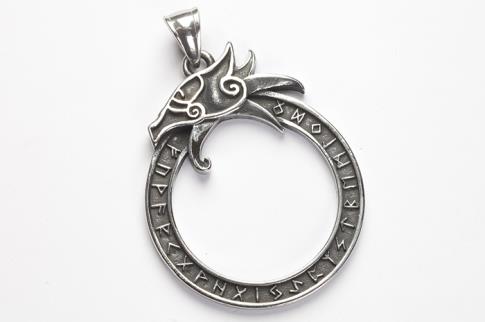 AMULETOS Y TALISMANES | COLGANTE ACERO UROBOROS
