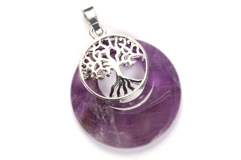 COLGANTES DE MINERALES | COLGANTE ARBOL DE LA VIDA CON AMATISTA 2,7X2,7CM