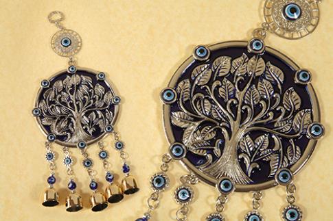 AMULETOS Y TALISMANES | COLGANTE ARBOL DE LA VIDA CON CAMPANITAS 11X25CM