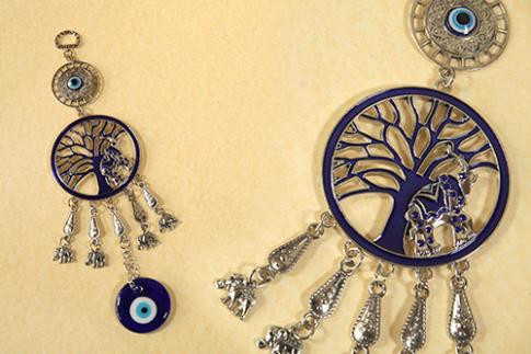 AMULETOS Y TALISMANES | COLGANTE ARBOL DE LA VIDA Y OJO TURCO 7x24.5CM