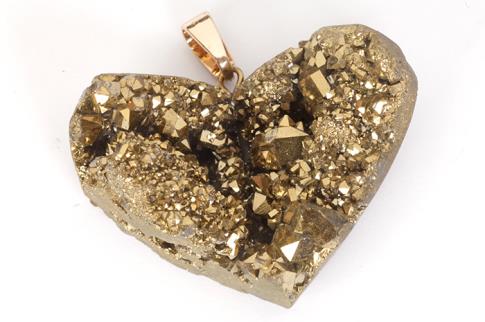COLGANTES DE MINERALES | COLGANTE CORAZON PIRITA 3X2,5CM