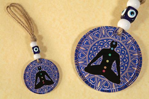 AMULETOS Y TALISMANES | COLGANTE DE CRISTAL Y DOBLE CARA CON DISEOS DE MANDALA 8x23CM (DISEO 2)