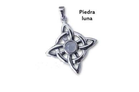 JOYERIA | COLGANTE DE PLATA NUDO DE BRUJAS C/PIEDRA LUNA 2.8 cm