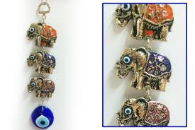 AMULETOS Y TALISMANES | COLGANTE ELEFANTES CON OJO TURCO