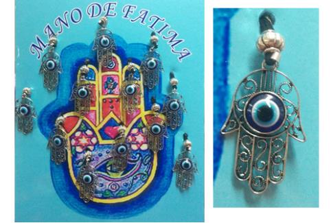 AMULETOS Y TALISMANES | COLGANTE MANO DE FATIMA 4 X 3 CM