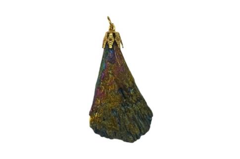 COLGANTES DE MINERALES | COLGANTE METAL ESCOBA DE BRUJA IRISADA (TARAMITA)