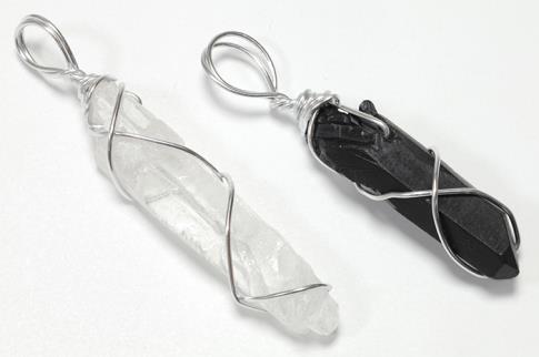 COLGANTES DE MINERALES | COLGANTE MINERAL CON ENGARCE ALAMBRE 4,2CM (TURMALINA o CUARO TRANSPARENTE)
