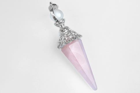 COLGANTES DE MINERALES | COLGANTE PENDULO CUARZO ROSA CON ESFERA